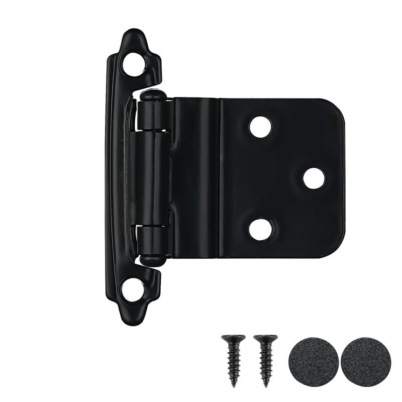 JQK 38 Inch Inset Cabinet Door Hinges Black 20 Pack 10 Pairs Flush Face Mount Cupboard Kitchen Hardware Hinges Max fit 9mm0375 Step Door CH201BKP20