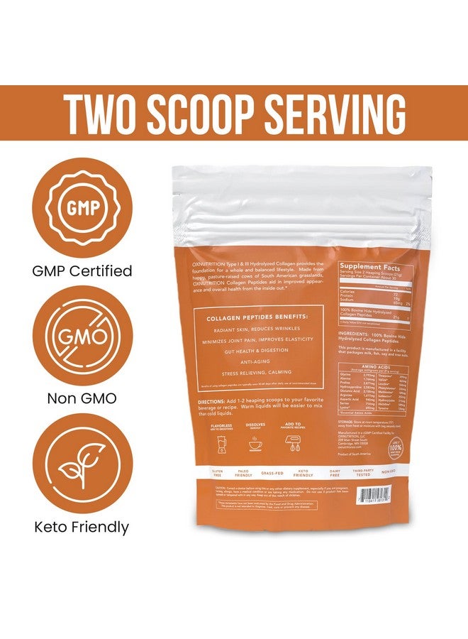 Ox Collagen Peptides Powder, Large 22Oz, Hydrolyzed Collagen, Collagen Powder For Healty Skin Hair Nail Joints, Grass Fed, Pasture Raised, Certified Cgmp, Non-Gmo, Gluten Free, 3P Tested Unflavored - Image 4