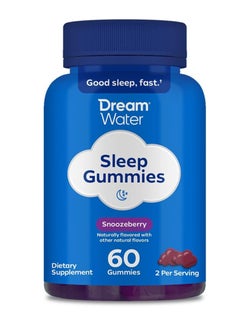 Dream Water Sleep Gummies; Melatonin 5mg, GABA, 5-HTP; Natural Flavors and Colors; Helps You to Fall Asleep, Fast and Wake Refreshed, Snoozeberry, 60 Gummies  - Image 1