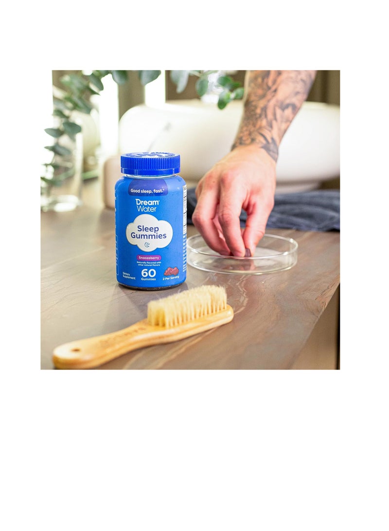 Dream Water Sleep Gummies; Melatonin 5mg, GABA, 5-HTP; Natural Flavors and Colors; Helps You to Fall Asleep, Fast and Wake Refreshed, Snoozeberry, 60 Gummies - Image 2