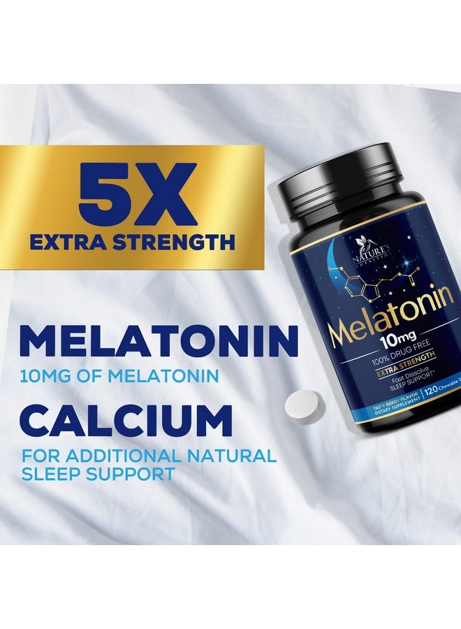 Nature's Nutrition Melatonin 10mg Tablets, Fast Dissolve, Extra Strength - Sugar Free Sleep Support for Adults - Strawberry Flavored Dietary Supplement for Natural Sleep Support - 120 Melatonin Tablets, 120 Day Supply  - Image 3
