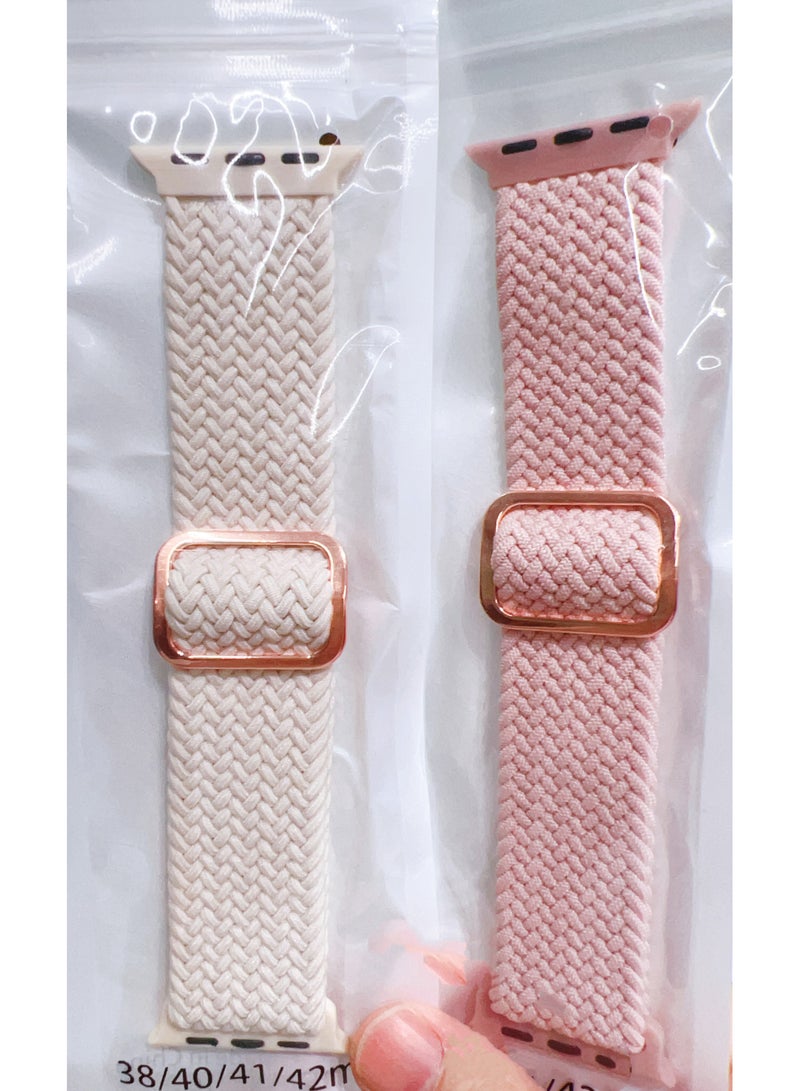 2pcs Braided Stretchy Solo Loop Compatible for Apple Watch Band 38mm 40mm 41mm 42mm for Women Men, Nylon Elastic Straps Wristbands for iWatch Series 10 9 8 7 6 SE 5 4 3 2 Ultra Ultra 2  - Image 4