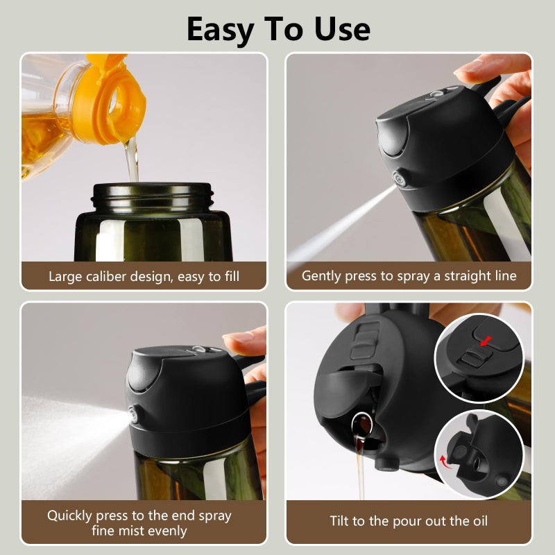 SWEET VIEW 2PCS Olive Oil Dispenser and Oil Sprayer â€“ 16oz/470ml Glass Light-Proof Oil Pourer for Kitchen, Air Fryer, Cooking, Salad, and BBQ - Image 2