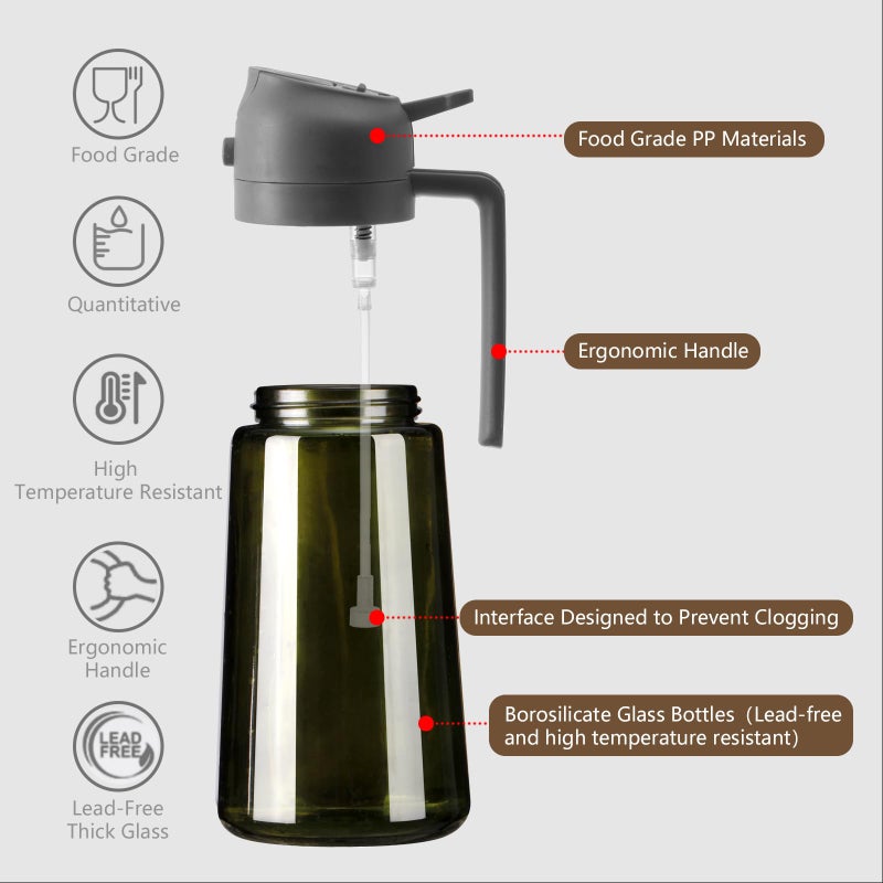 SWEET VIEW 2PCS Olive Oil Dispenser and Oil Sprayer â€“ 16oz/470ml Glass Light-Proof Oil Pourer for Kitchen, Air Fryer, Cooking, Salad, and BBQ - Image 5