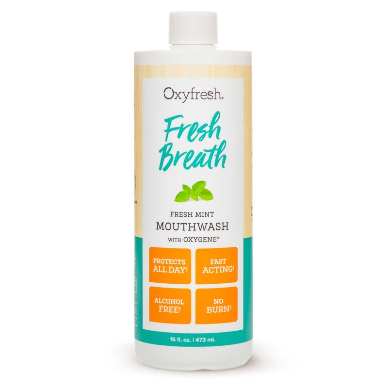 Oxyfresh Fresh Mint Flavored Mouthwash for Adults, Fresh Breath & Bad Breath Treatment â€“ Dentist Recommended for Long - Lasting Fresher & Healthy Gums - Alcohol & Fluoride Free - 16 Fl Oz - Image 1