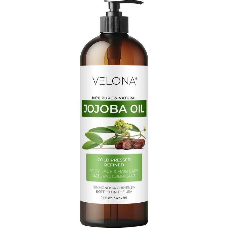 velona Jojoba Oil 16 fl oz | 100% Pure and Natural Carrier Oil | Clear, Refined, Cold Pressed | Moisturizing Face, Hair, Body and Skin Care | Use Today - Enjoy Results - Image 1