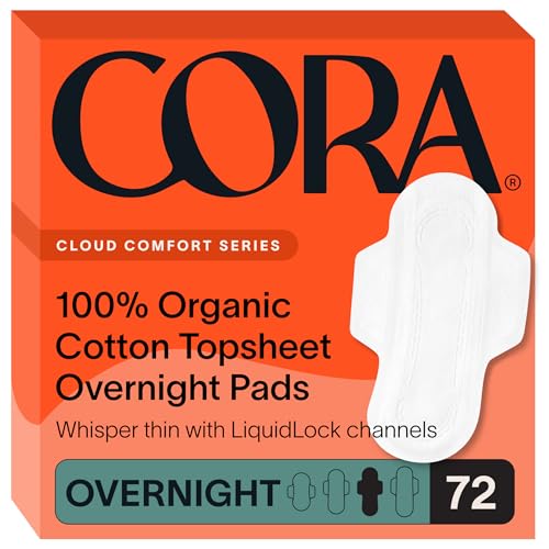 Cora 100% Organic Cotton Topsheet Pads | 72 Overnight Pads - Image 1