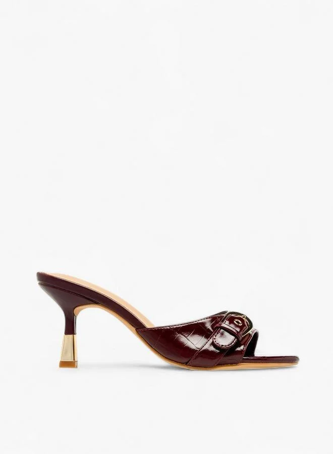 Flora Bella By Shoexpress Women Buckle Detail Flared Heel Sandals