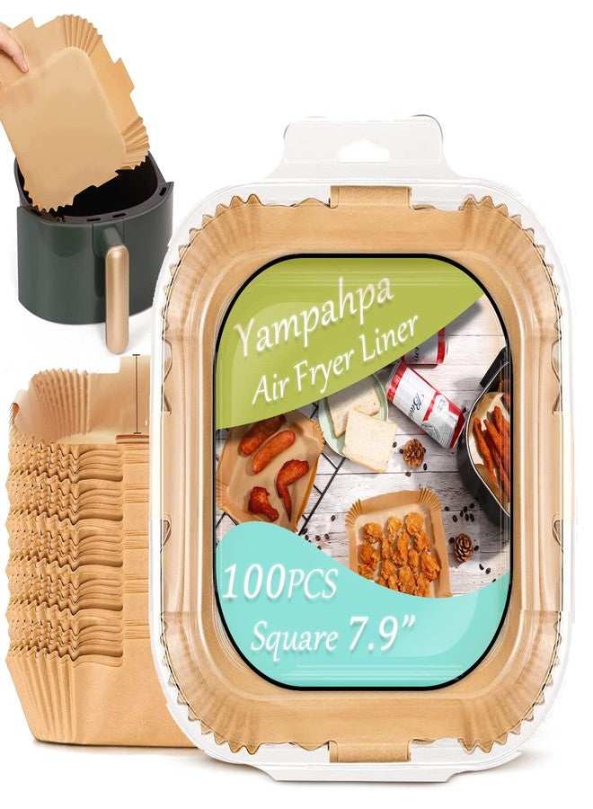 بطانات ورقية للاستخدام مرة واحدة للقلاية الهوائية، 8 بوصة، 100 قطعة، بطانات ورقية غير لاصقة، مقاومة للزيت والماء، وسادات ورقية للقلي والخبز في الفرن والقلاية الهوائية والتحميص والميكروويف - Image 1