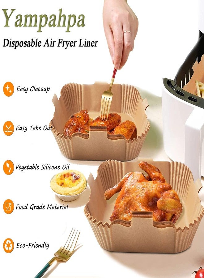 بطانات ورقية للاستخدام مرة واحدة للقلاية الهوائية، 8 بوصة، 100 قطعة، بطانات ورقية غير لاصقة، مقاومة للزيت والماء، وسادات ورقية للقلي والخبز في الفرن والقلاية الهوائية والتحميص والميكروويف - Image 3