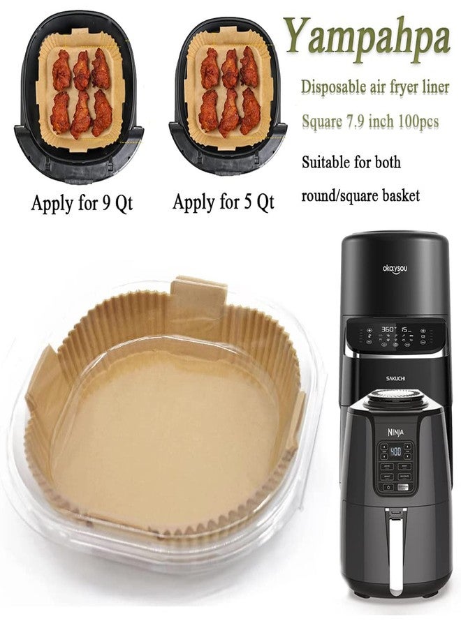 بطانات ورقية للاستخدام مرة واحدة للقلاية الهوائية، 8 بوصة، 100 قطعة، بطانات ورقية غير لاصقة، مقاومة للزيت والماء، وسادات ورقية للقلي والخبز في الفرن والقلاية الهوائية والتحميص والميكروويف - Image 2