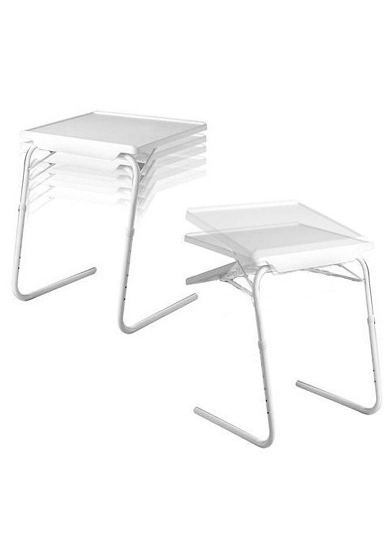 Table Mate - Foldable Assembled Table Mate TV Tray Portable Folding Snack Table Adjustable Sofa Side Table Bed Laptop Desk Table for Breakfast Home Use White - Image 1