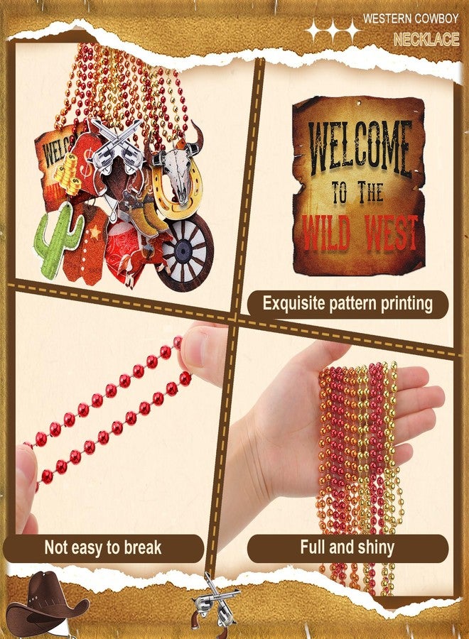 Ecation 48 Pcs Western Bead Necklaces Bulk First Rodeo Beaded Necklaces Wild West Party Favors for Adults Western Birthday Activities Supplies, 12 Style - Image 3