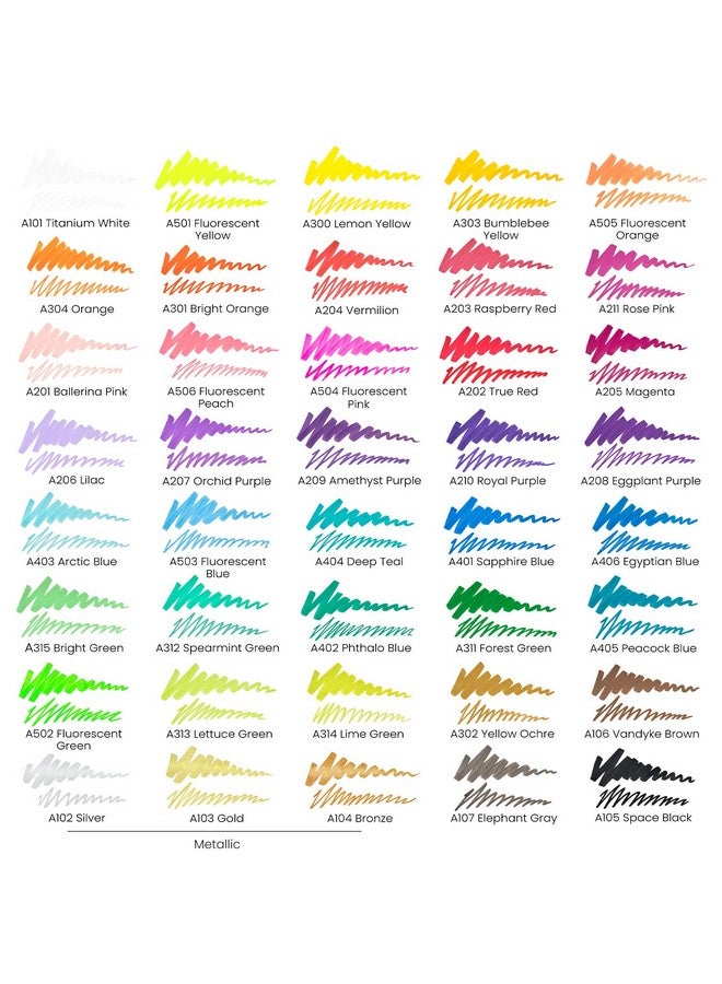 ARTEZA Acrylic Paint Markers, Set Of 40 Acrylic Paint Pens In Assorted Colors, Art Markers For Glass, Pottery, Ceramic, Plastic, Rocks, And Canvas - Image 2