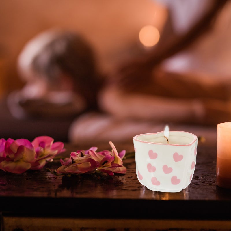 Heart Ceramic Candle Holder Ceramic Candlestick Romantic Candle Holder Desktop Candle Cup - Image 5