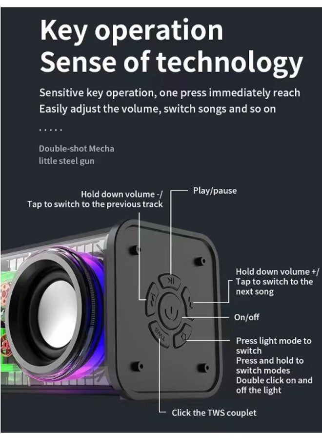 نيوترل مكبر صوت لاسلكي V8 Mecha Esports Bluetooth مكبر صوت عالي الطاقة 10 وات، إضاءة RGB مبهرة، تشغيل الموسيقى والرد على المكالمات مثالي للألعاب الإلكترونية والأفلام وحفلات أعياد الميلاد والتجمعات الخارجية والمزيد (أبيض) - Image 3