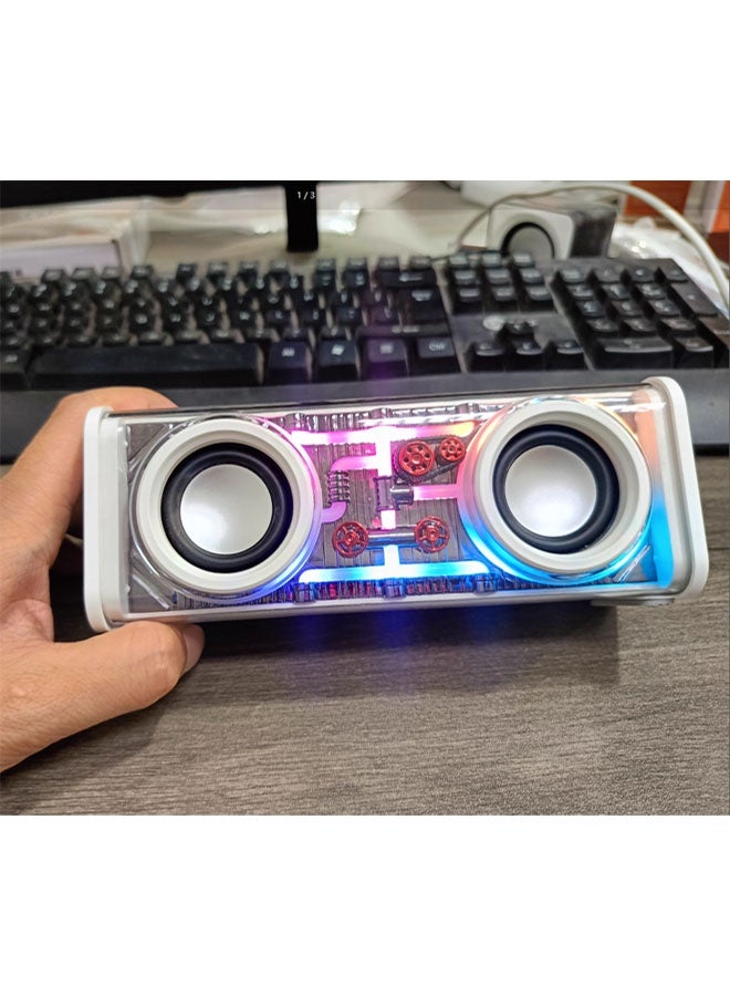 نيوترل مكبر صوت لاسلكي V8 Mecha Esports Bluetooth مكبر صوت عالي الطاقة 10 وات، إضاءة RGB مبهرة، تشغيل الموسيقى والرد على المكالمات مثالي للألعاب الإلكترونية والأفلام وحفلات أعياد الميلاد والتجمعات الخارجية والمزيد (أبيض) - Image 5