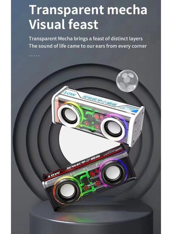 نيوترل مكبر صوت لاسلكي V8 Mecha Esports Bluetooth مكبر صوت عالي الطاقة 10 وات، إضاءة RGB مبهرة، تشغيل الموسيقى والرد على المكالمات مثالي للألعاب الإلكترونية والأفلام وحفلات أعياد الميلاد والتجمعات الخارجية والمزيد (أبيض) - Image 2