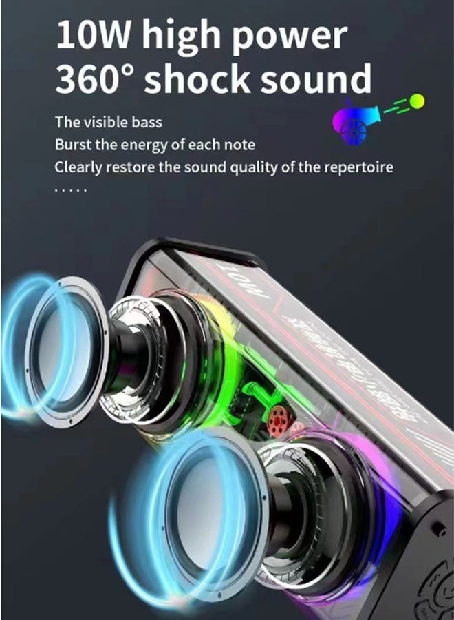 نيوترل مكبر صوت لاسلكي V8 Mecha Esports Bluetooth مكبر صوت عالي الطاقة 10 وات، إضاءة RGB مبهرة، تشغيل الموسيقى والرد على المكالمات مثالي للألعاب الإلكترونية والأفلام وحفلات أعياد الميلاد والتجمعات الخارجية والمزيد (أبيض) - Image 4