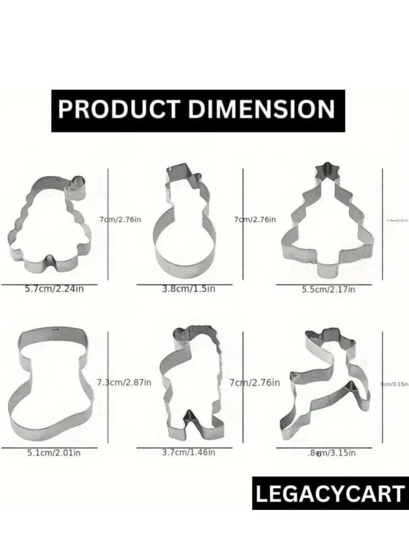 Marhaba traders 6 PCS Christmas Cookie Cutter Set Stainless Steel Holiday Cookie Cutters Xmas Tree, Gingerbread Man, Angel, Bell, Snowflake, Snowman - Image 2