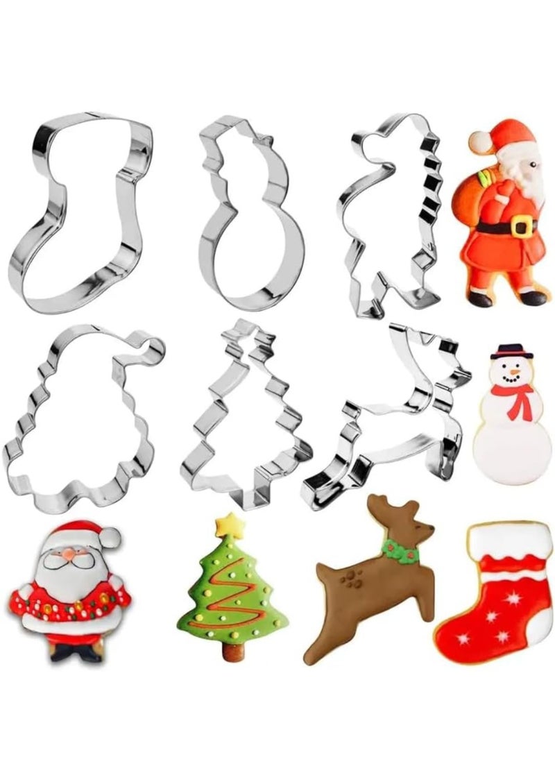 Marhaba traders 6 PCS Christmas Cookie Cutter Set Stainless Steel Holiday Cookie Cutters Xmas Tree, Gingerbread Man, Angel, Bell, Snowflake, Snowman - Image 1