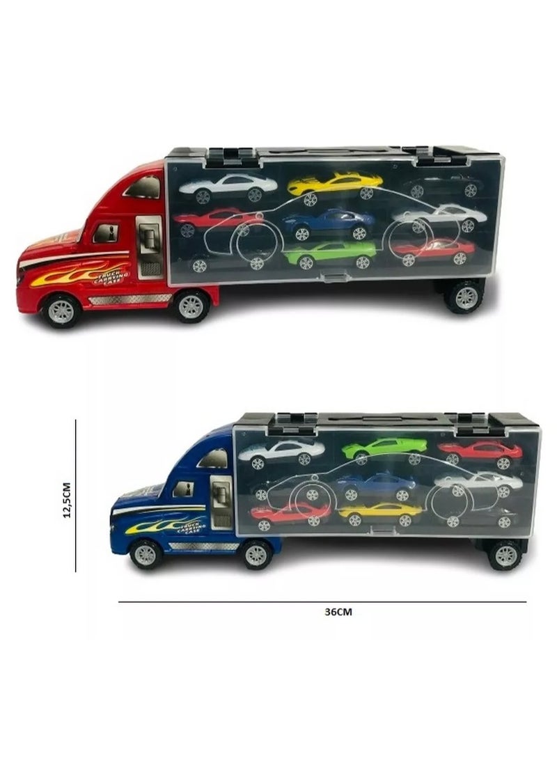 Friction Truck Toy Keeps 9 Cars Included Metallic  - Image 3