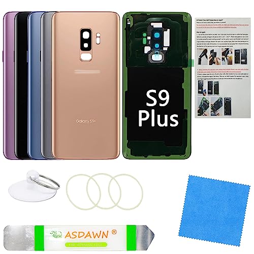 ASDAWN Galaxy S9+ Rear Glass Back Cover Replacement with Pre-Installed Camera Lens + Repair Tool Kit for Samsung Galaxy S9 Plus SM-G965 All Carriers (Sunrise Gold) - Image 2