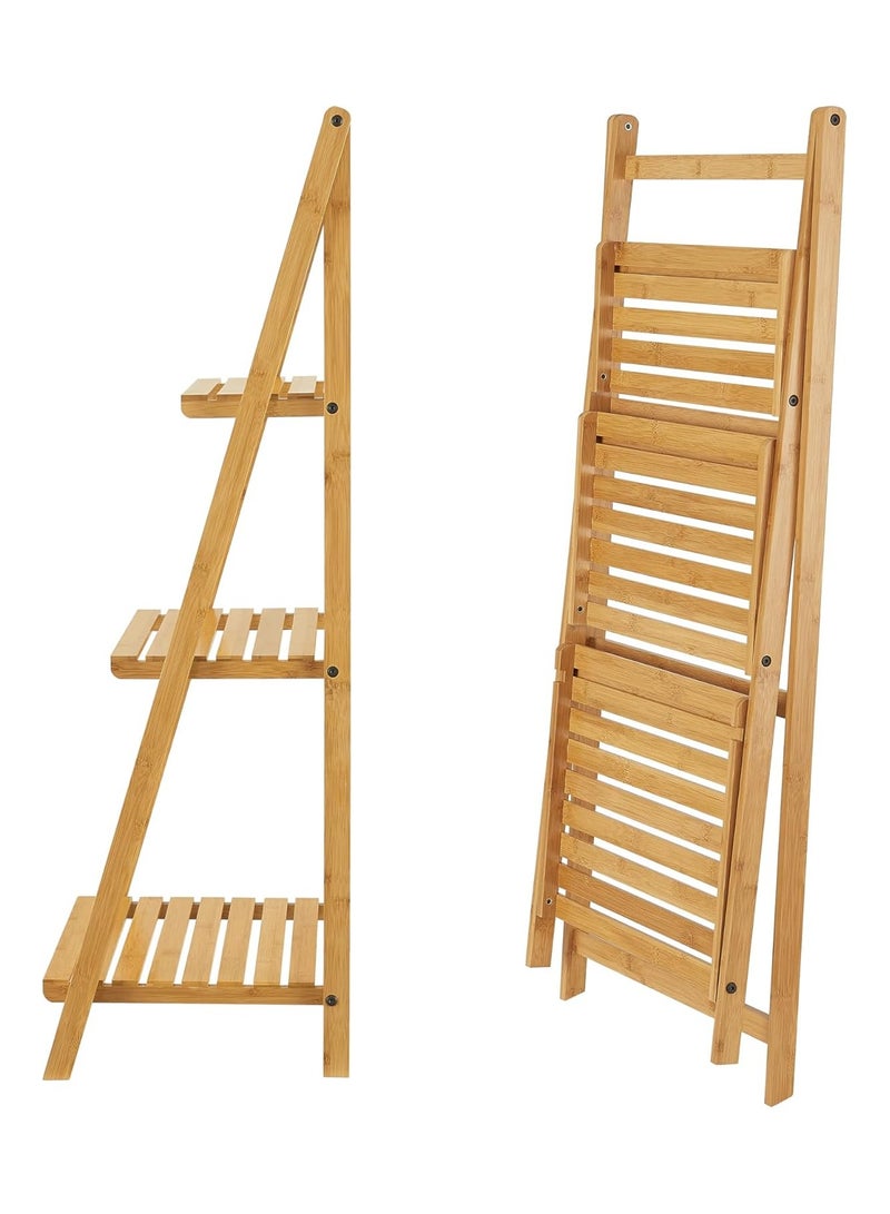 DubaiGallery BAMBOO BATHROOM SHELF LADDER WITH 3 SHELVES - Image 2