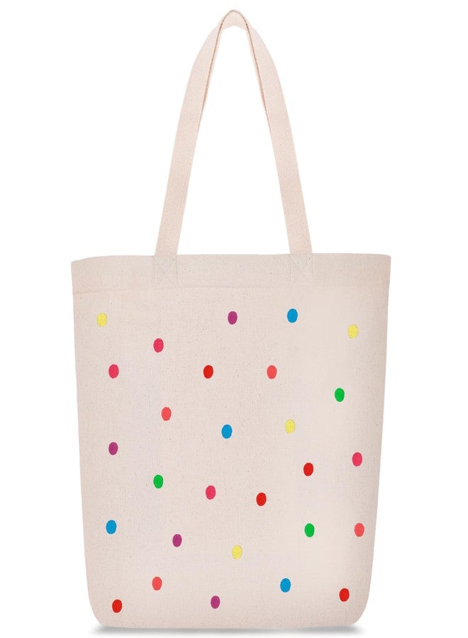 MASQ by Q-One Cute Genes Foldable Reusable Tote Bag for Women with Zip | College Bag for Girls | 100% Organic Canvas Tote for Shopping, Travel & Beach | (Tote_Bag_BSW_Polka-Beige) - Image 1