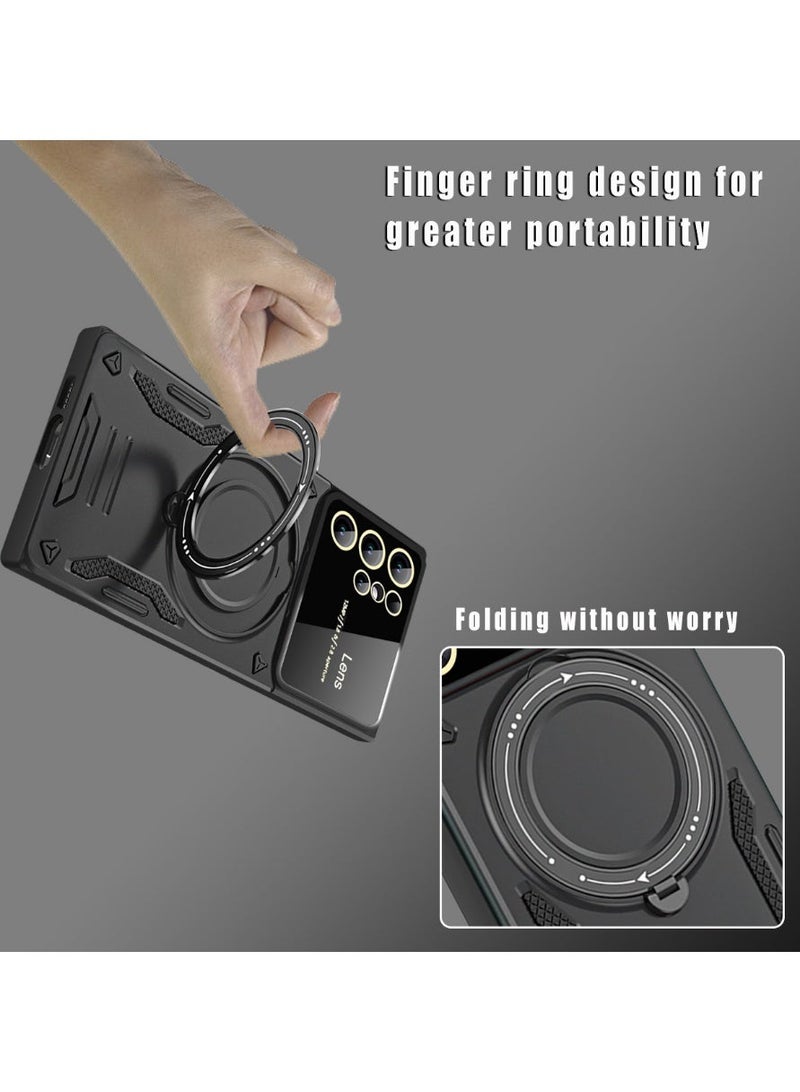 Samsung S25 Ultra Phone Case with Ring Stand, Shockproof & Camera Lens Protector, Black - Image 5
