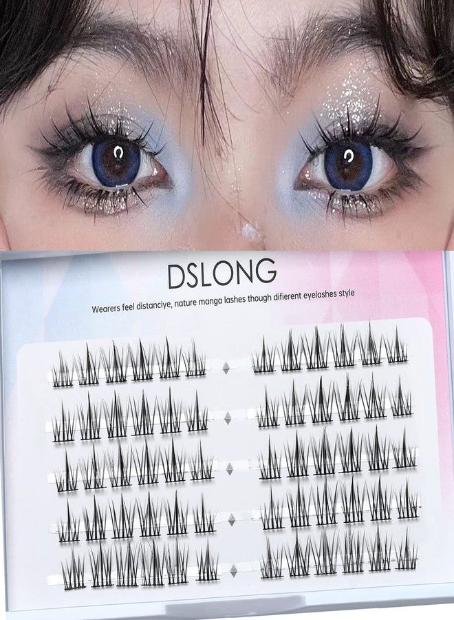 DSLONG Manga Lashes Natural Look Individual Lash Wispy Silky Anime Eyelashes Cluster Japanese Cosplay False Eyelashes Reusable, Look Like Extensions DIY At Home (Sunflower) - Image 1