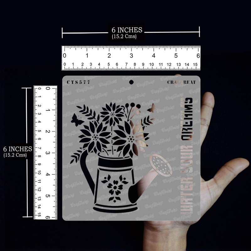 CrafTreat Quotes Stencils for Painting - Watering Can - Size: 6X6 Inches - Reusable Stencil for Quotes - Quotes Stencils for Craft and Art - Word Stencils for Painting - Quotes Stencils Small Size - Image 3