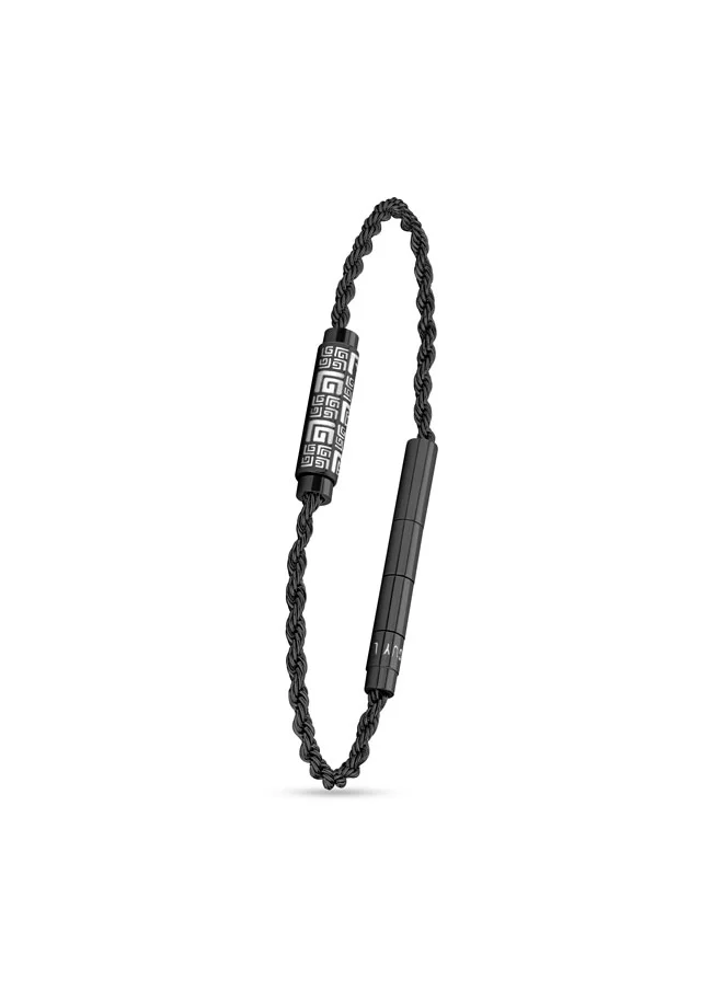 غاي لاروش Pierre Silver and Black Bracelet for Men