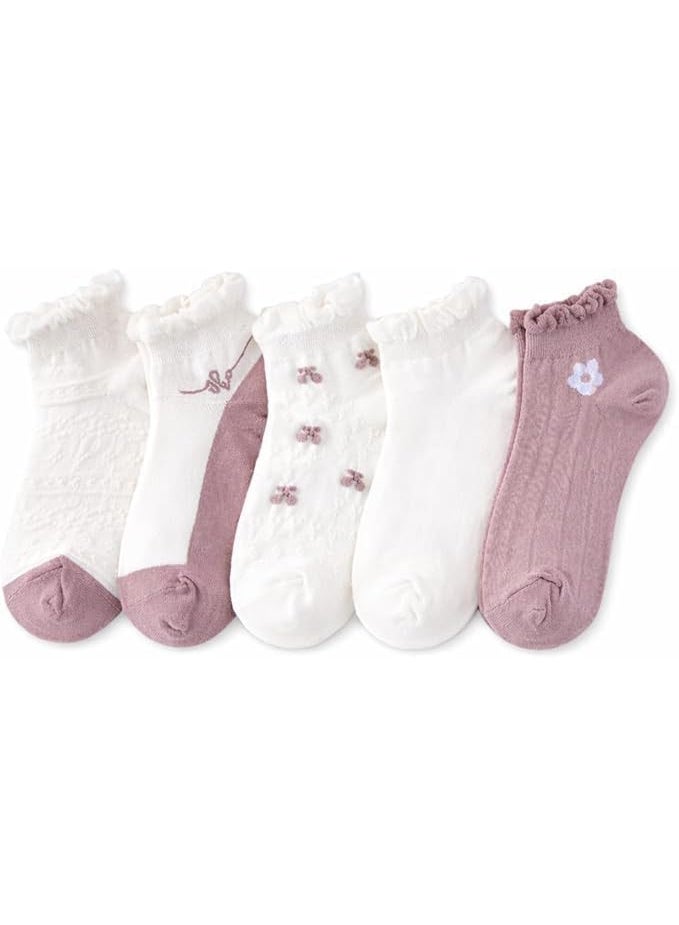 TRENDORA Women's Cotton Blend Ankle Socks, 5 Pairs + 1 Pair Gift, Mixed Colours, Plain Weave, Regular Size, Casual Comfort, Modern Style, Gift - Image 1