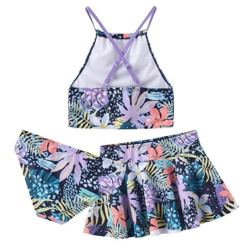 YeeJu Girls Swimsuits 3 Piece Bathing Suits Bikini Set with Cover Up Skirt Swim Set Summer Beach Swimwear for Little Kids Size 8/7-8 Years - Image 4