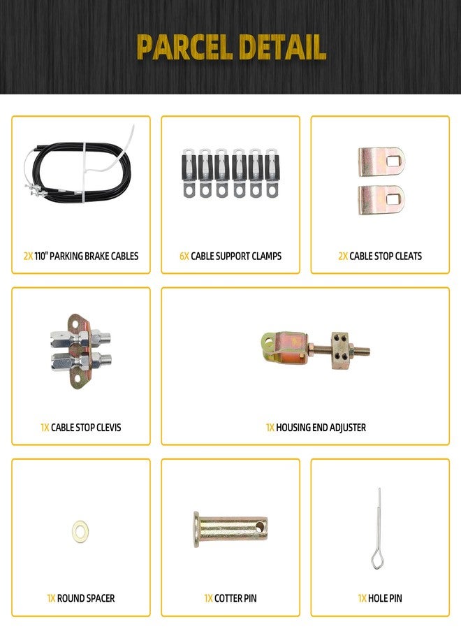 Dasbecan طقم كابلات فرامل الطوارئ الخلفية العالمية Dasbecan 330-9371، مناسب للفرامل القرصية/الأسطوانية، بطول 110 بوصة مع غلاف بطول 97 بوصة. بديل للرقم 140-14415-R - Image 5