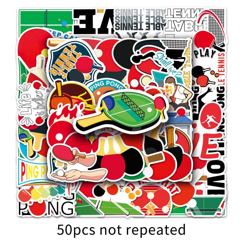 Generic 50 table tennis graffiti personality cross-border sports goo card DIY skateboard mobile phone case luggage sticker 50 table tennis -651