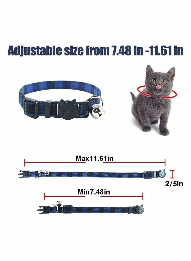 Y&D Cat Collars Quick Release with Bell, Adjustable 20-30cm for Most Domestic Cats, Safe Breakaway Kitten Collar, Plaid Design, 3 Pack  - Image 5