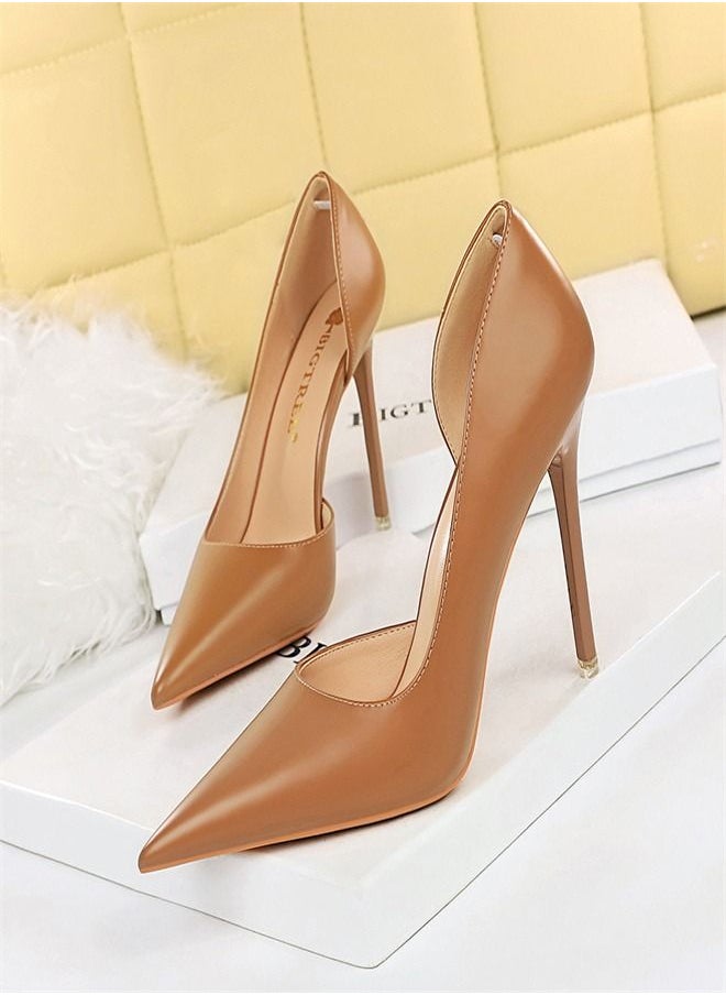 BIGTREE Fashion Pointed High Heels 10.5CM Brown 