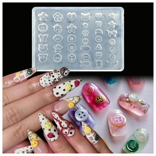 BHCCXZ 3D Buttons Gel Nail Art Mold Silicone Tools Nails Button Small Model Resin Buckle Molds for Accessories Supplies - Image 1
