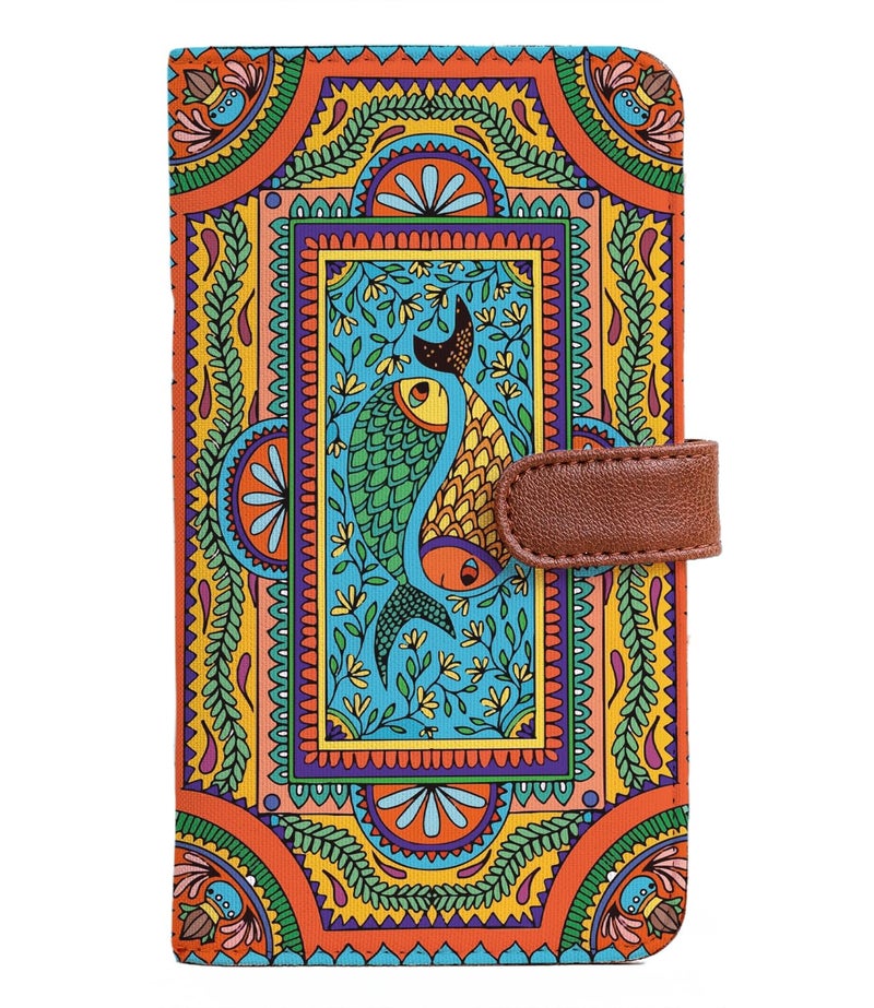 Kalankit Wallet for Woman | Vegan Leather Passport Wallet for Women | Bi-Fold Long Purse for Women Wallet, Birthday Gifts for Women, Passport Holder | Tradition in Motion (Modern Madhubani) - Image 1