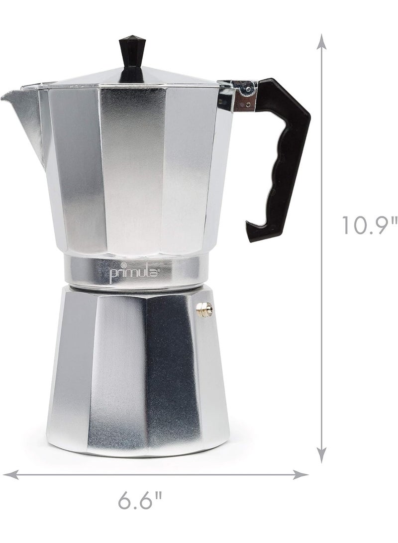 Primula Classic Stovetop Espresso and Coffee Maker, Moka Pot for Italian and Cuban Café Brewing, Greca Coffee Maker, Cafeteras, 12 Espresso Cups, Silver - Image 4