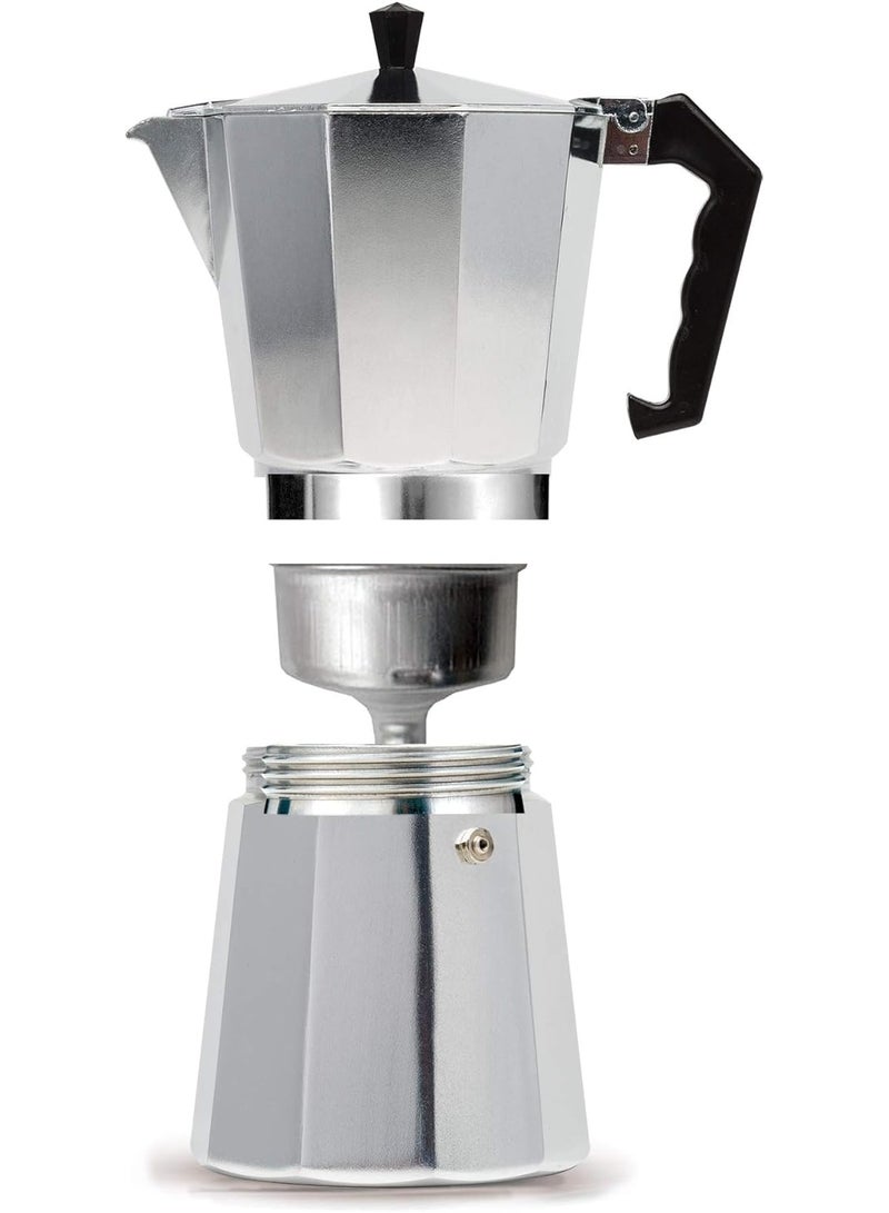 Primula Classic Stovetop Espresso and Coffee Maker, Moka Pot for Italian and Cuban Café Brewing, Greca Coffee Maker, Cafeteras, 12 Espresso Cups, Silver - Image 1