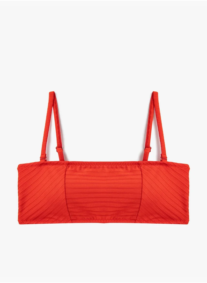 كوتون Striped Bikini Top Thin Straps