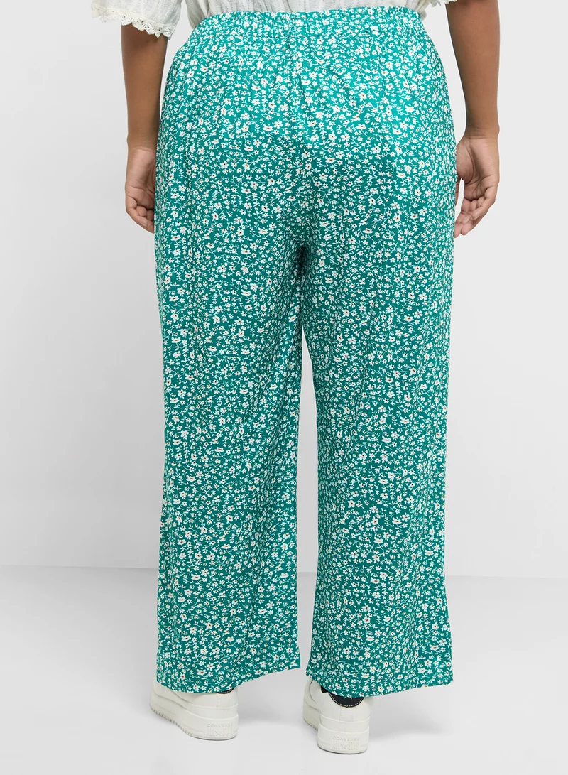 Ginger Plus Elasticised Floral Wide Fit Pants