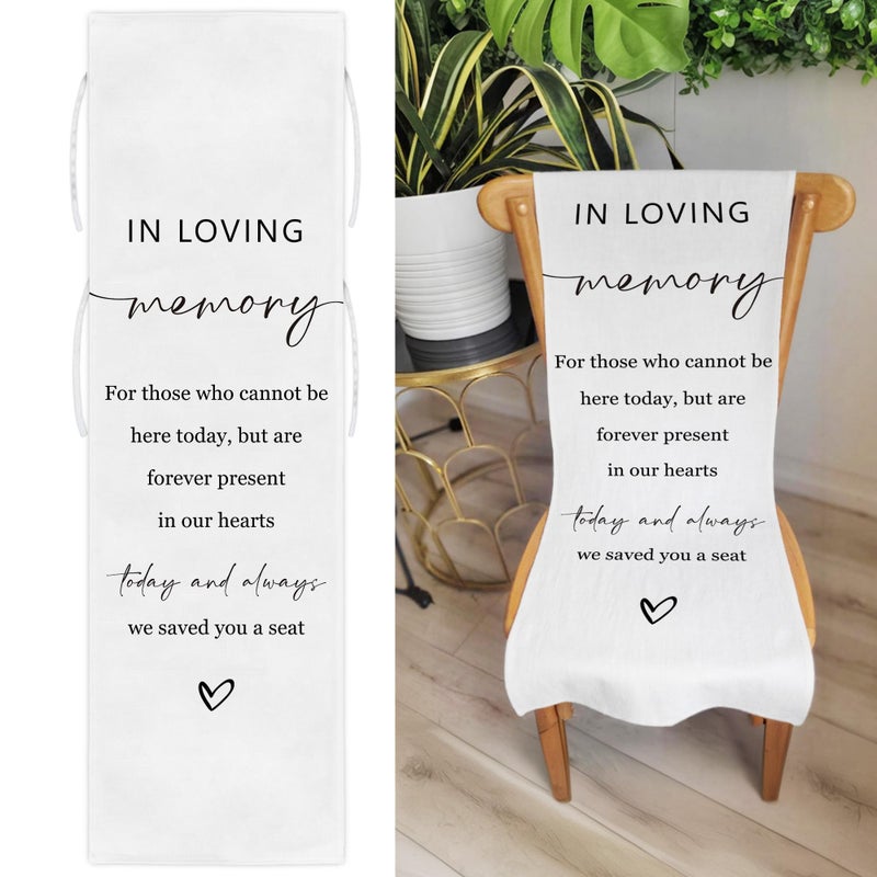 SIXEIGHT Reserved Memorial Wedding Chair Sign, In Loving Memory Linen Wedding Chair Sign, Save a Seat for Someone In Heaven, Reserved Seating Decoration for Weddings Parties, 50 x 15 Inch-A04 - Image 1