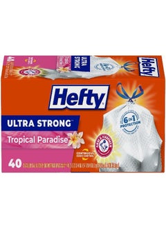 Hefty Ultra Strong Tall Kitchen Trash Bags, Tropical Paradise Scent, 13 Gallon, 40 Count