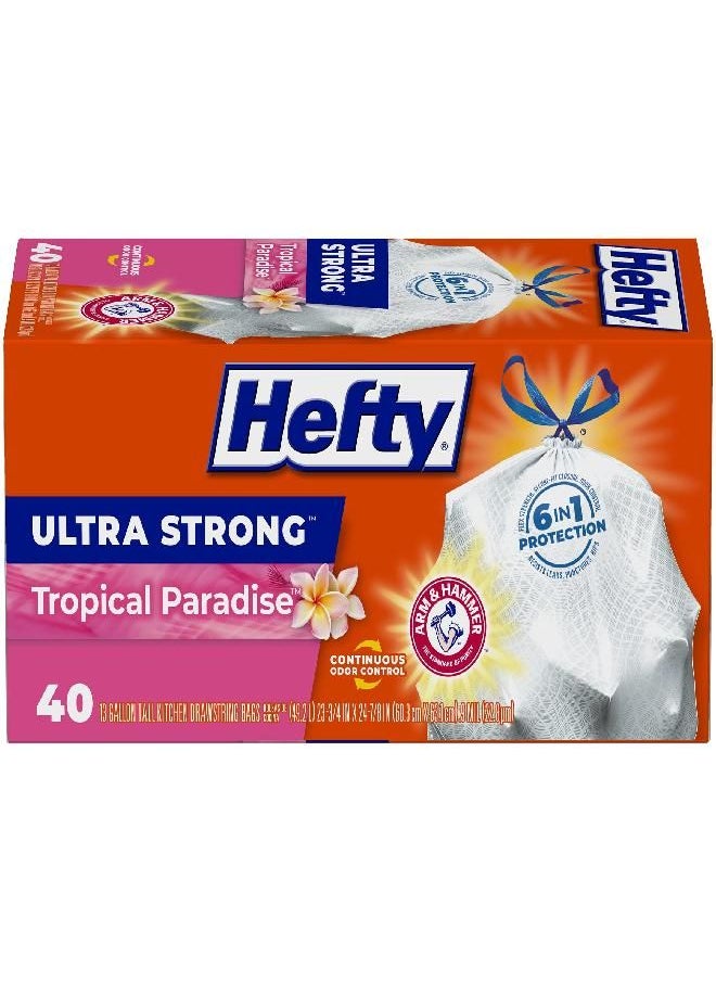 Hefty - Hefty Ultra Strong Tall Kitchen Trash Bags, Tropical Paradise Scent, 13 Gallon, 40 Count - Image 1