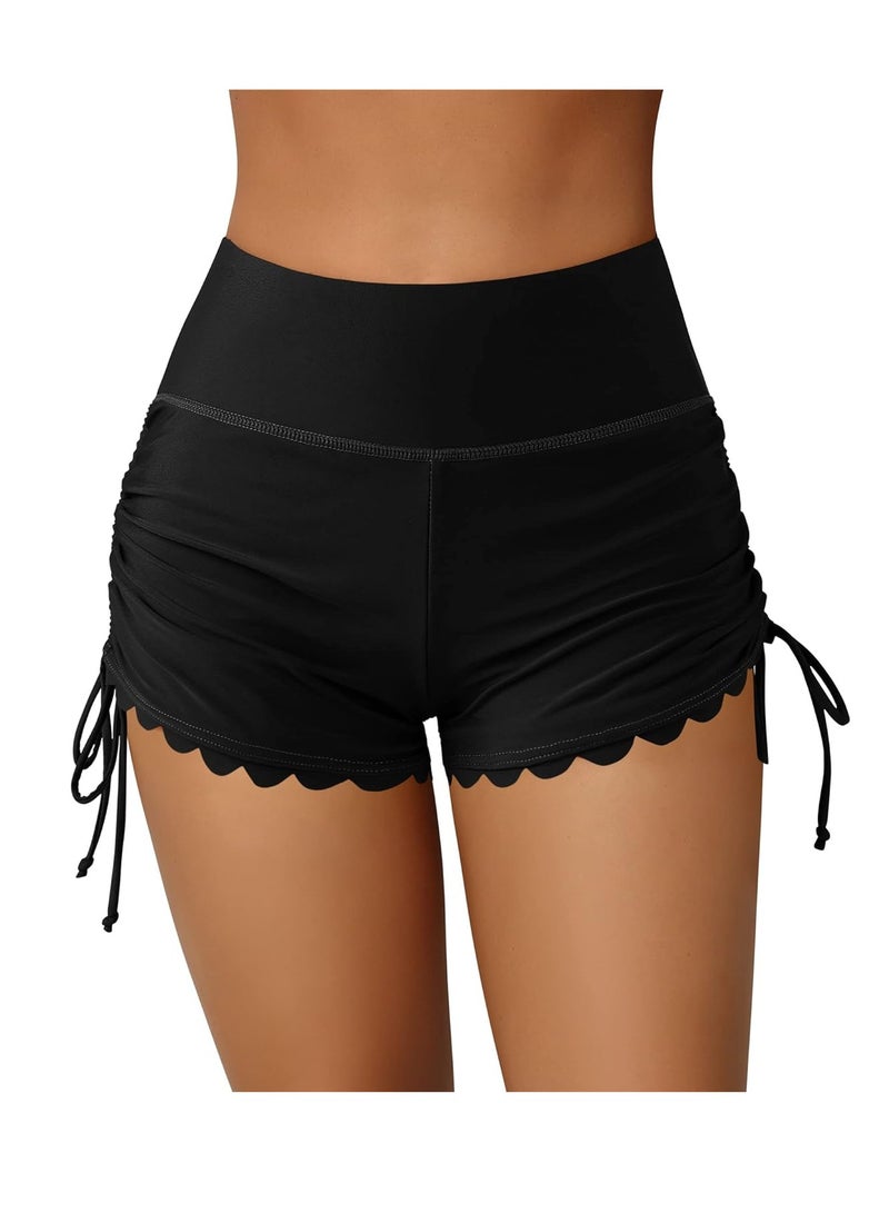 Women Swim Shorts, High Waisted Quick Dry Beach Swimming Shorts, Swim Bottom Board Shorts, Black XL Size - Image 1