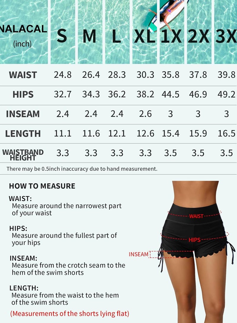 Women Swim Shorts, High Waisted Quick Dry Beach Swimming Shorts, Swim Bottom Board Shorts, Black XL Size - Image 5